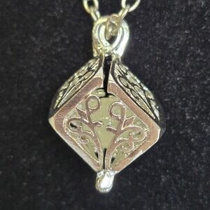 Bead Cage Pendant Necklace, Essential Oil Diffuser, Silver Tone, 18" Chain